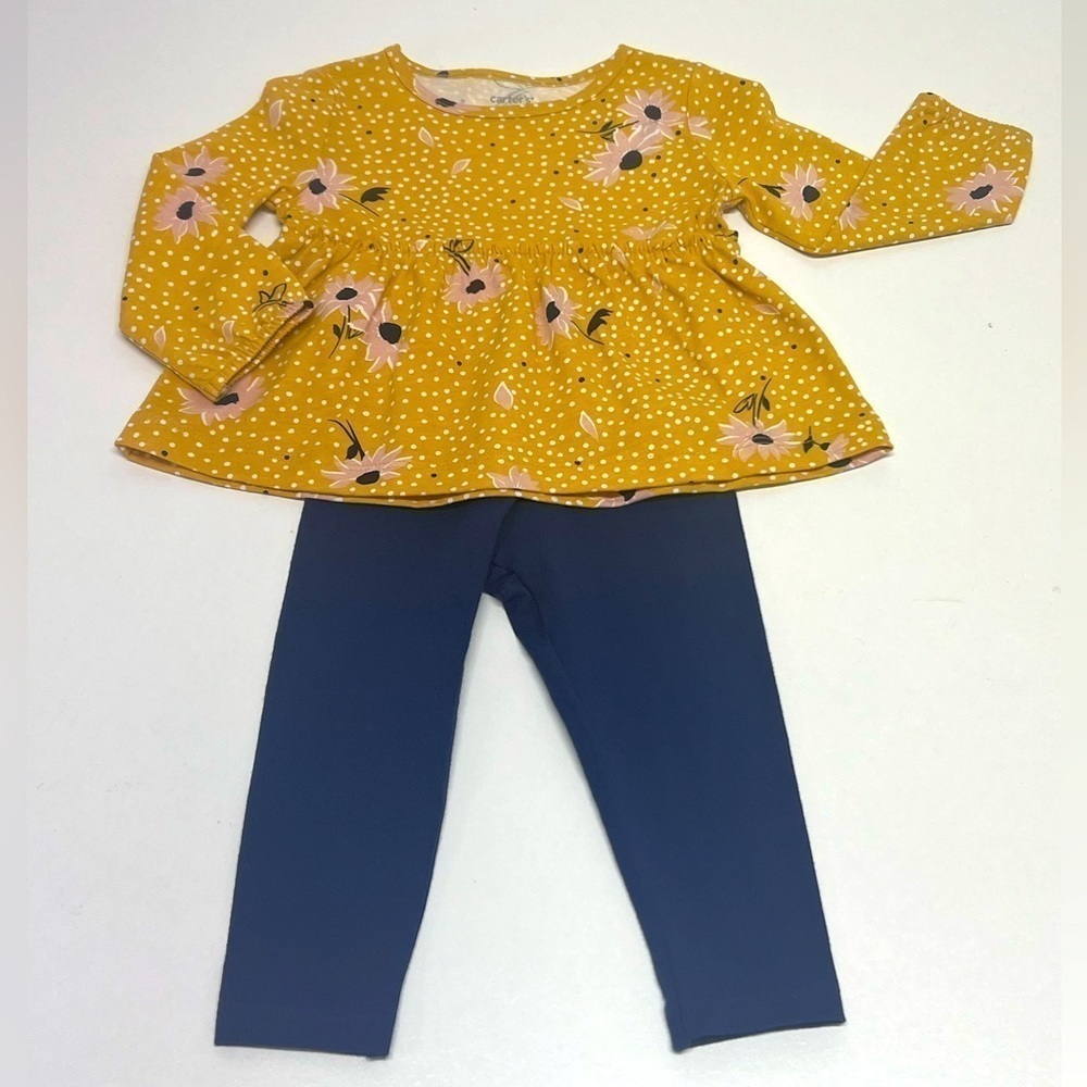 CARTER'S - Girls Baby 2-Piece Long Sleeve Top & Legging Outfit - 9-12 mo